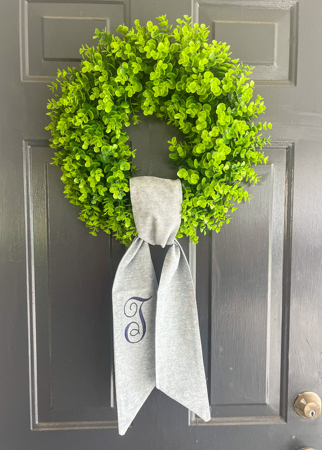 Navy Linen Wreath Sash