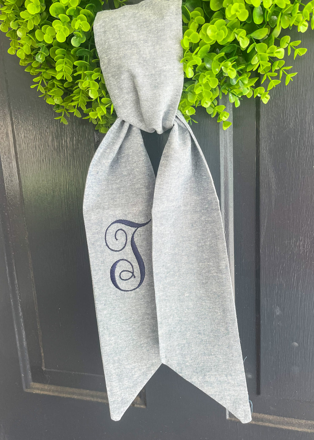 Navy Linen Wreath Sash