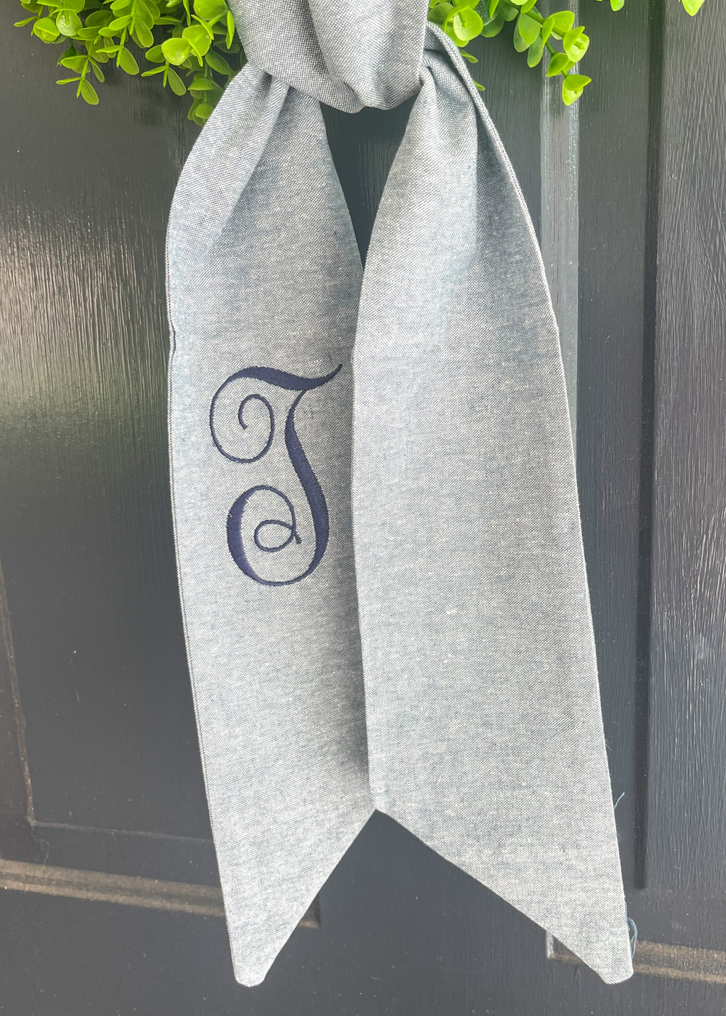 Navy Linen Wreath Sash