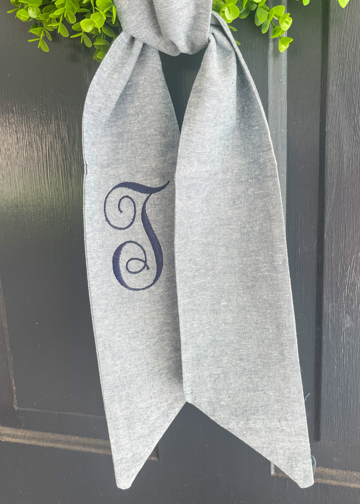 Navy Linen Wreath Sash