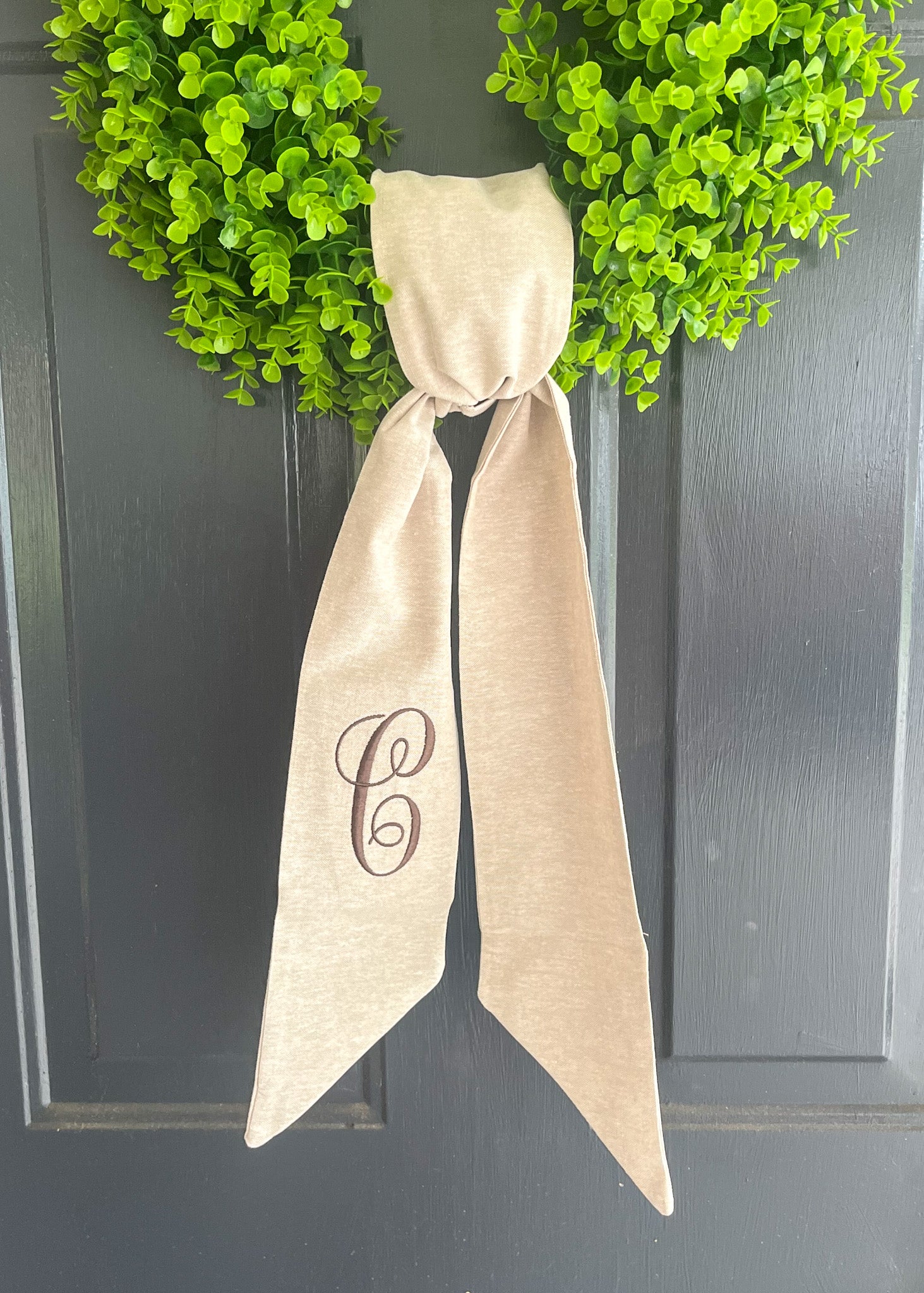 Brown Linen Wreath Sash