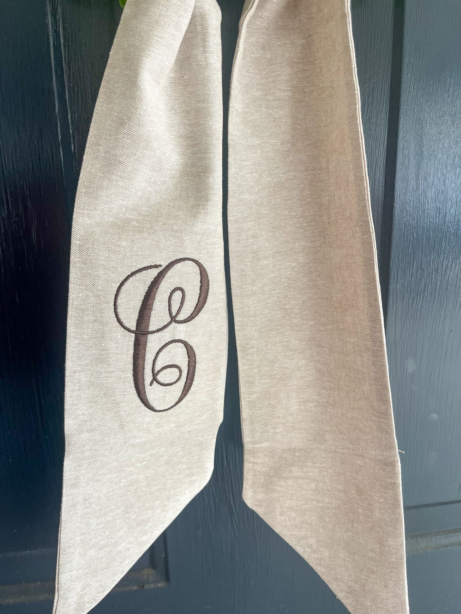 Brown Linen Wreath Sash