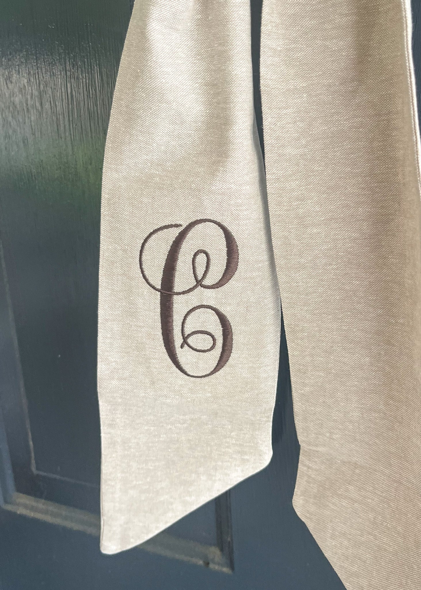 Brown Linen Wreath Sash