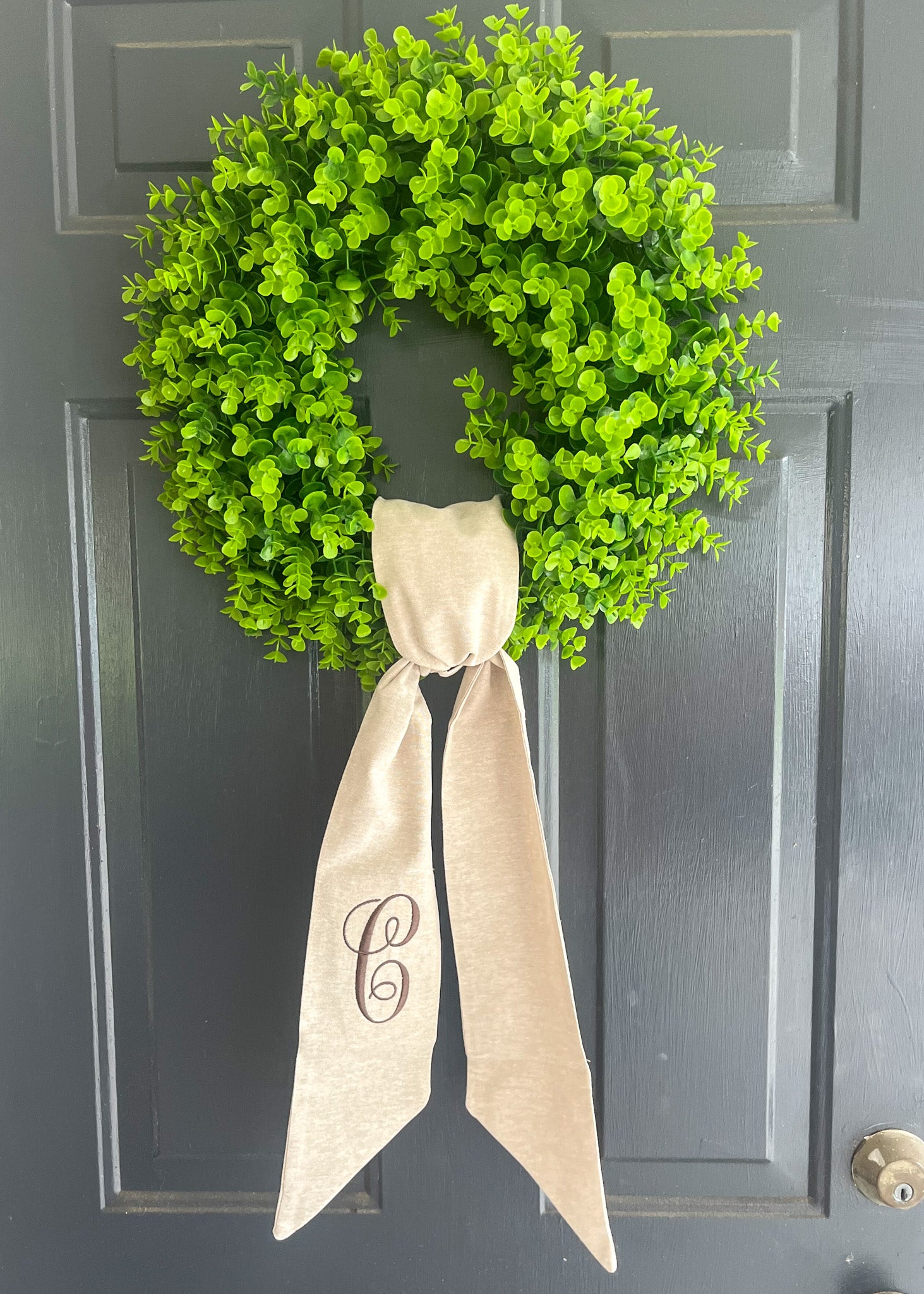 Brown Linen Wreath Sash