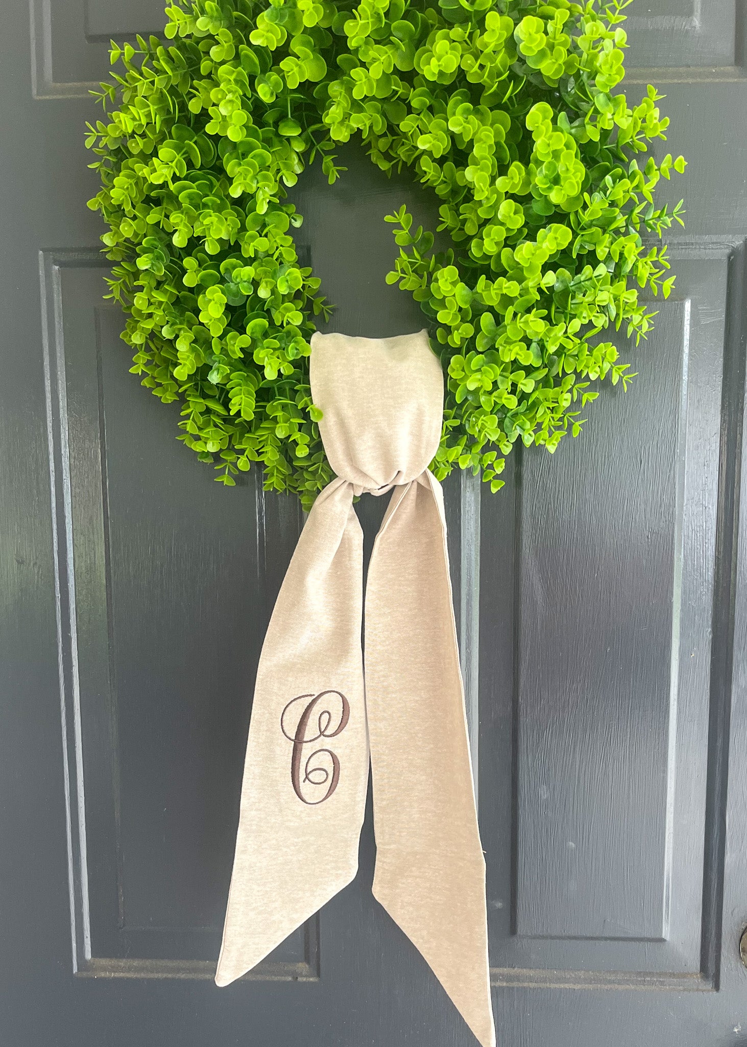 Brown Linen Wreath Sash
