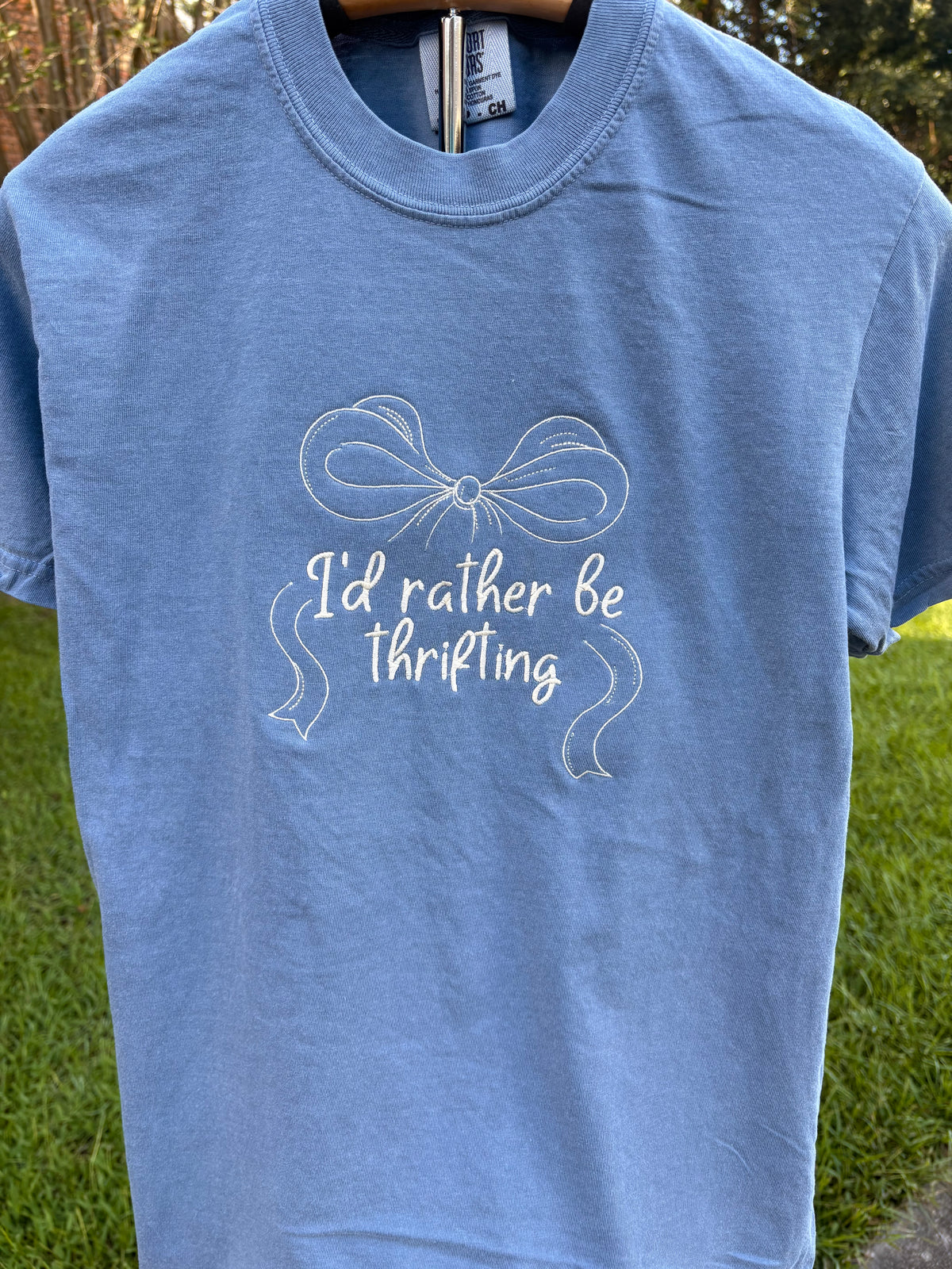 “I'd Rather Be Thrifting” Embroidered Comfort Colors Tee