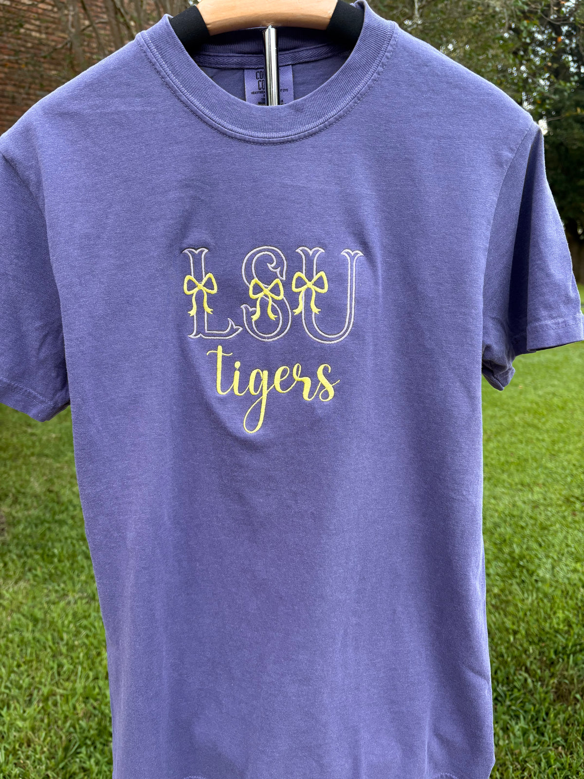 LSU Bows Embroidered Comfort Colors Tee
